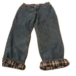 LL Bean Flannel Lined Original Fit Relaxed Jeans Womens Plus Size 20 Winter Blue